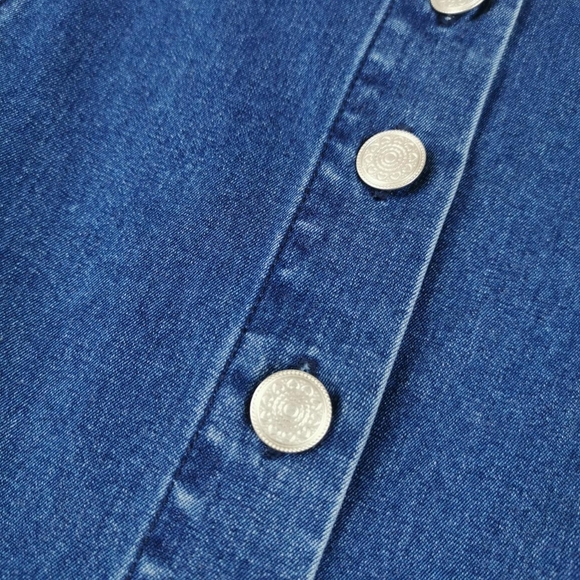 Vintage 90s denim button front circle midi skirt uk 14 - Picture 8 of 8
